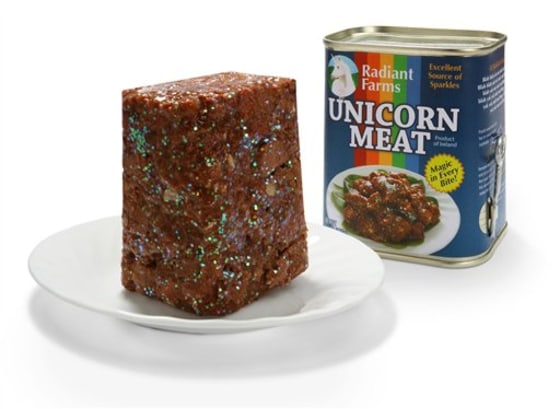 In a public apology this week, ThinkGeek said its nonexistent canned unicorn meat is sparkly, a bit red and not approved by any government entity.